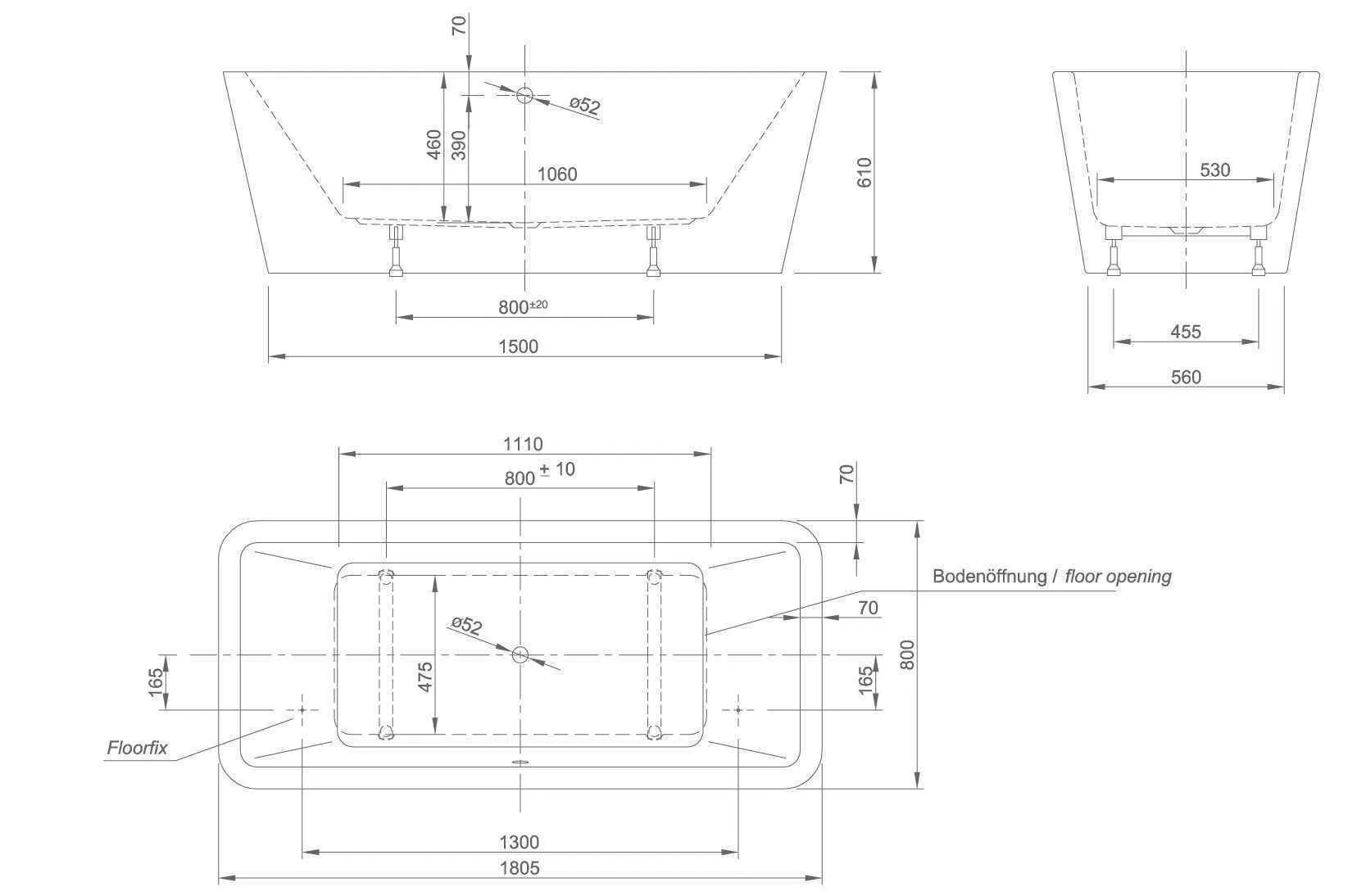 Окремостояча ванна Knief Mood mood 0100-285 Белый матовый / Сусальное серебро