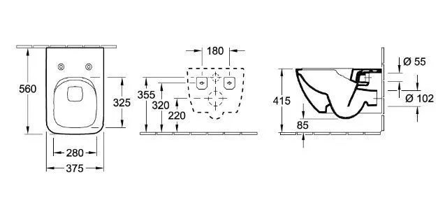 Унитаз подвесной с крышкой Venticello Villeroy & Boch (Без смывного края) 4611RSR1