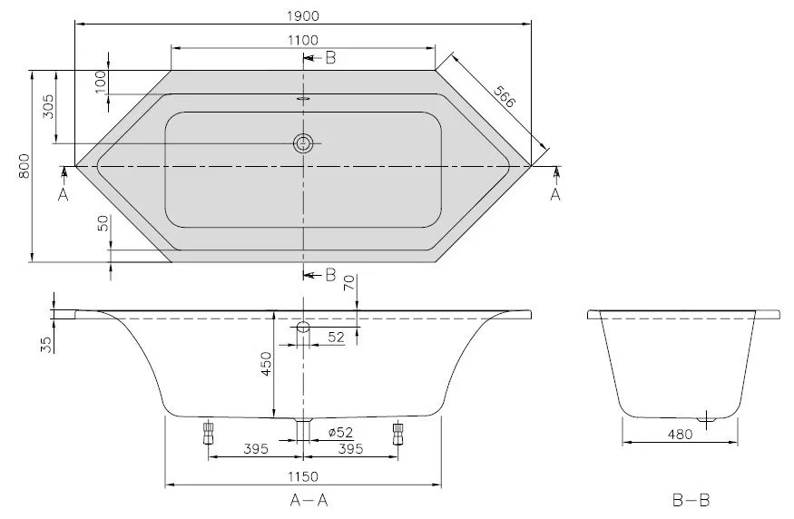 Ванна Villeroy and Boch Subway UBA190SUB6V-96