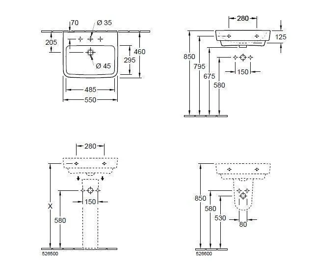 Подвесной умывальник Villeroy and Boch O. Novo 4A4158T1