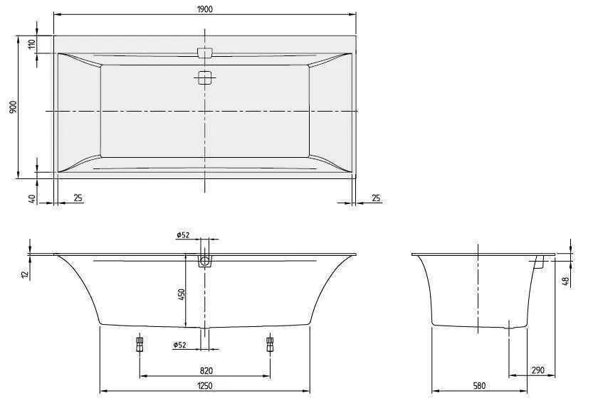 Ванна Villeroy&Boch Squaro Edge 12 UBQ190SQE2DV-01