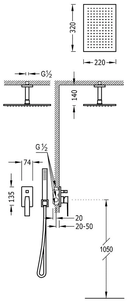 Душевая система Tres Slim 20218080OR