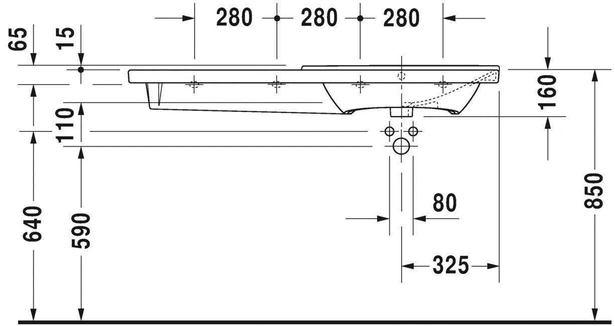 Умивальник Duravit P3 Comforts (асиметричний) 2334120060