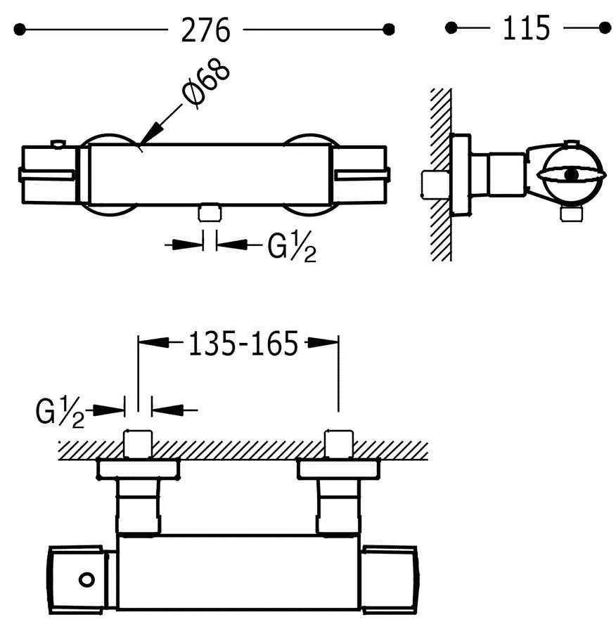 Набор: Смеситель - термостат с душевым набором Tres Lex 1811649