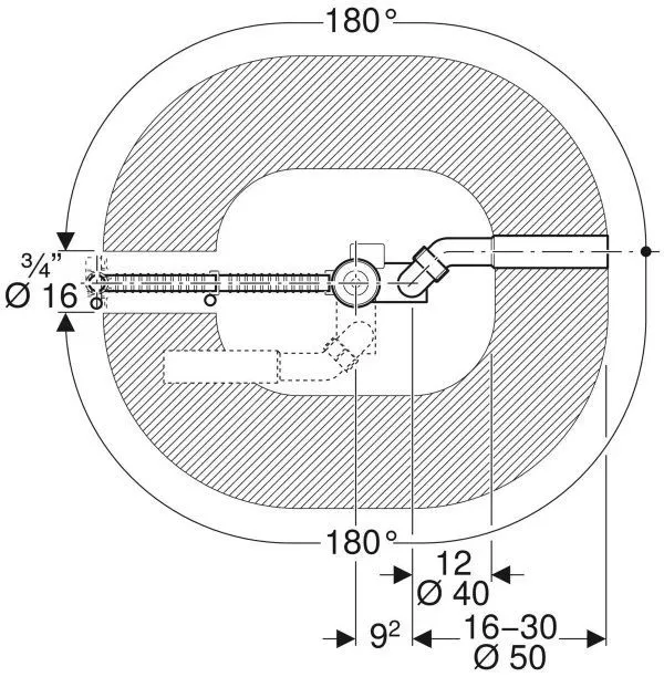 Сифон для ванны Geberit (удлиненный слив-перелив-налив)