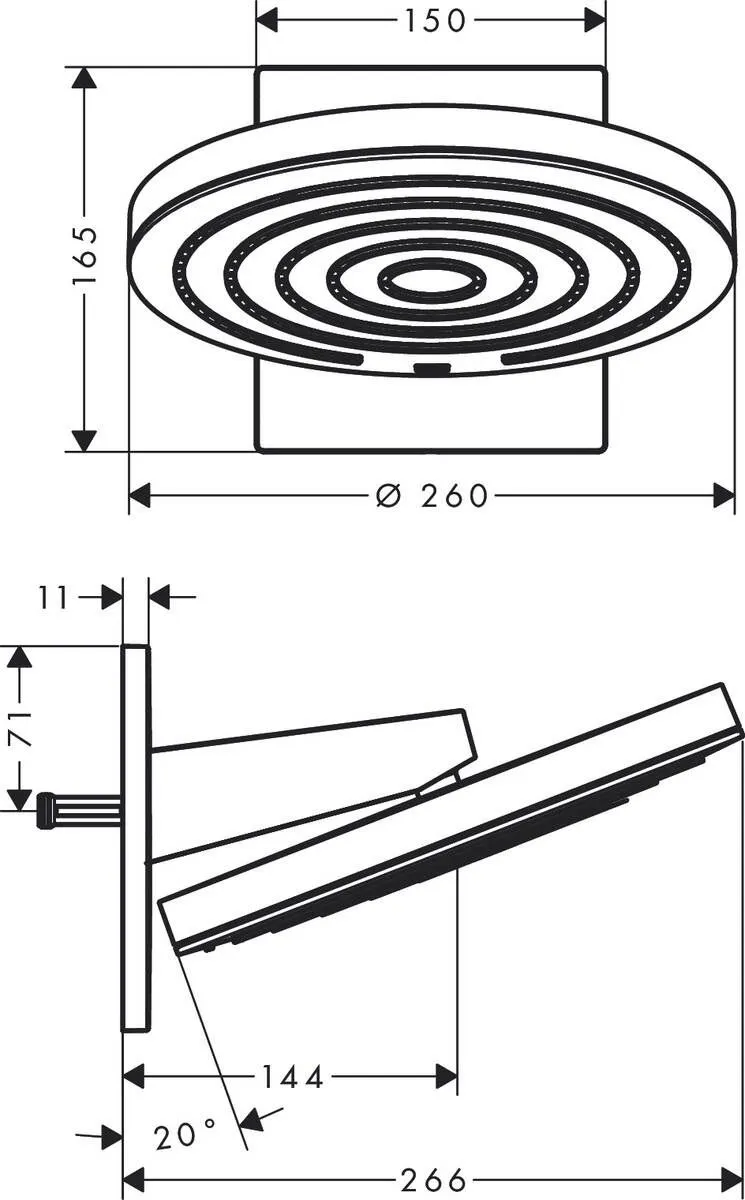 Верхний душ Hansgrohe Pulsify Ø260 2jet 24150000