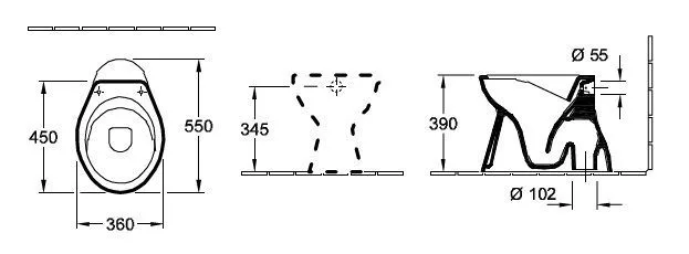 Унитаз напольный Villeroy and Boch O. Novo (без смывного края) 7618R1R1