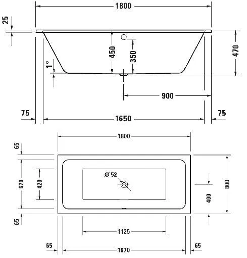 D-Code Ванна прямоугольная акриловая 180х80 см
