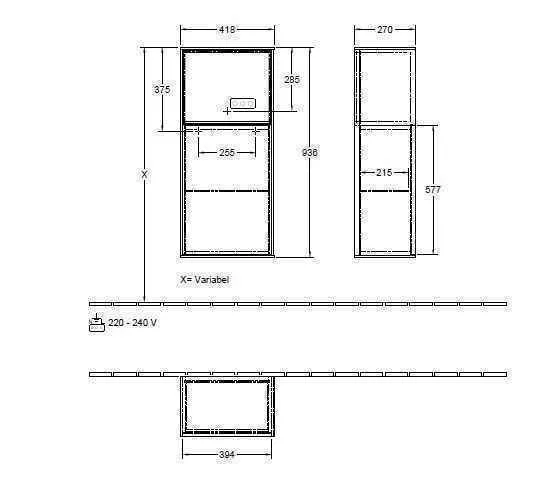 Шафа бічній для ванної кімнати Finion Villeroy and Boch (с зарядкой) G520PDPD
