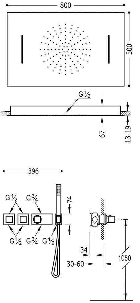 Душевая система Tres Block System 20725403