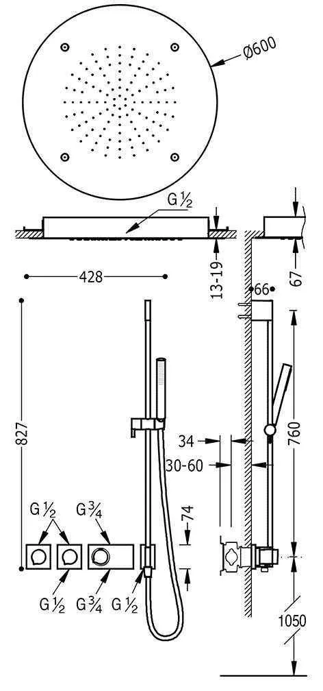 Душевая система Tres Block System 20735311