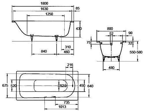 Saniform Plus Ванна сталева 180*80 см