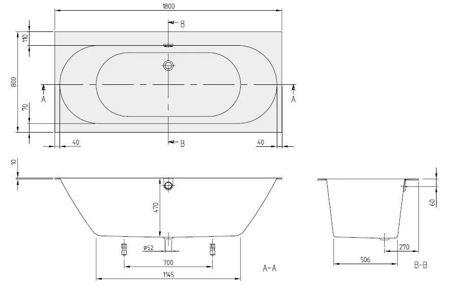 Ванна Villeroy&Boch Oberon 2.0 UBQ180OBR2DV-RW