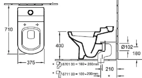Унитаз напольный (сборной) Villeroy & Boch Sentique