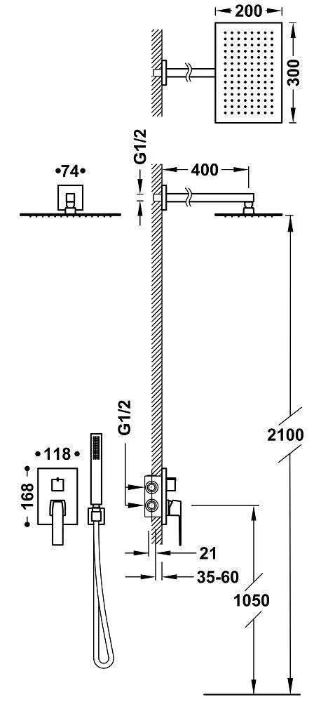 Душевая система Tres Slim 20228004AC