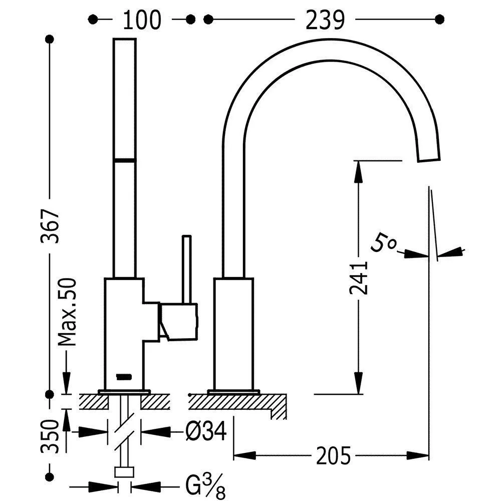 Смеситель на кухню Tres Cuadro 130497VE