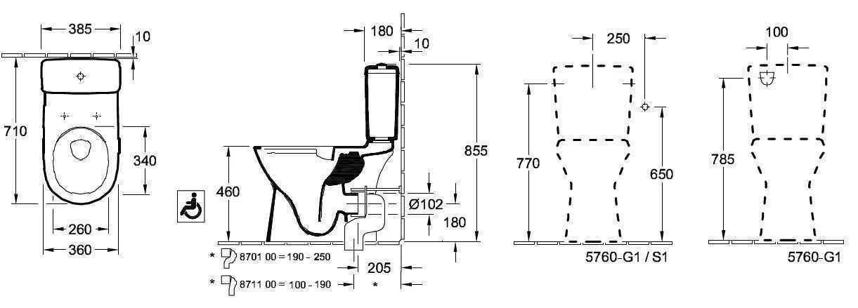 Унітаз підлоговий з Villeroy and Boch O. Novo Vita(для людей з обмеженими можливостями) 4620R0T1