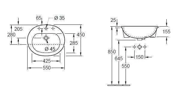 Полувбудована раковина Villeroy and Boch O. Novo 41605601