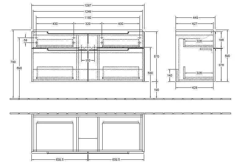 Тумба для умивальника Subway 2.0 Villeroy and Boch A91610FP
