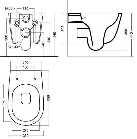 Eva Унітаз підвісний, безобідковий, білий