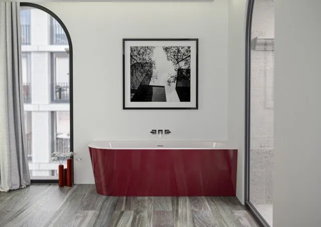 Пристенная ванна Knief Wall Corner правосторонняя / левосторонняя wall l Белый глянцевый / Бордо красный глянцевый 0100-277-L