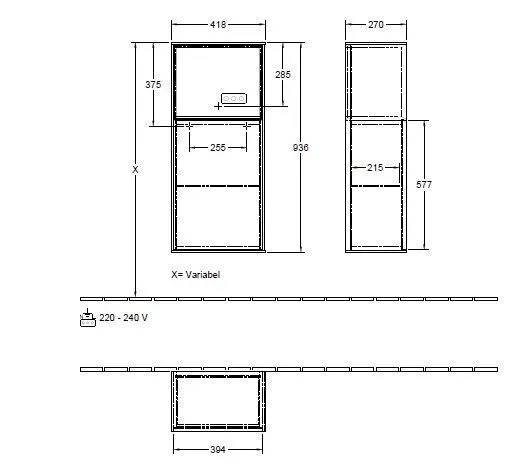 Шкаф боковой для ванной комнаты Finion Villeroy and Boch (с зарядкой) F530PDPD