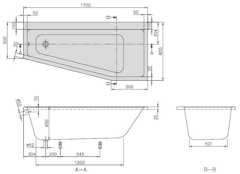 Ванна Villeroy and Boch Subway UBA178SUB3REV-01