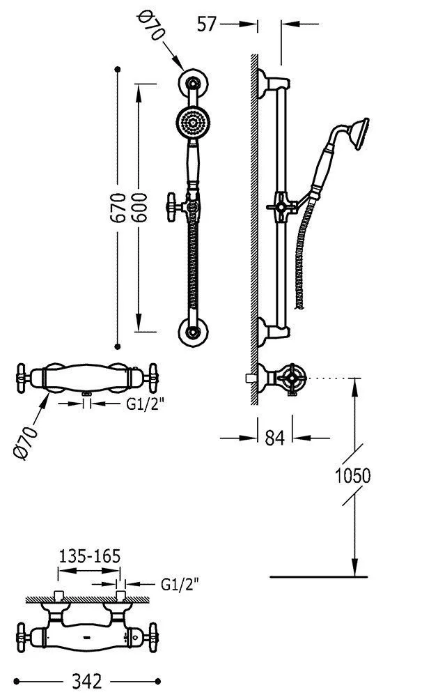 Наборы: Смесители для душа с душевыми наборами Tres Clasic 24216402AC