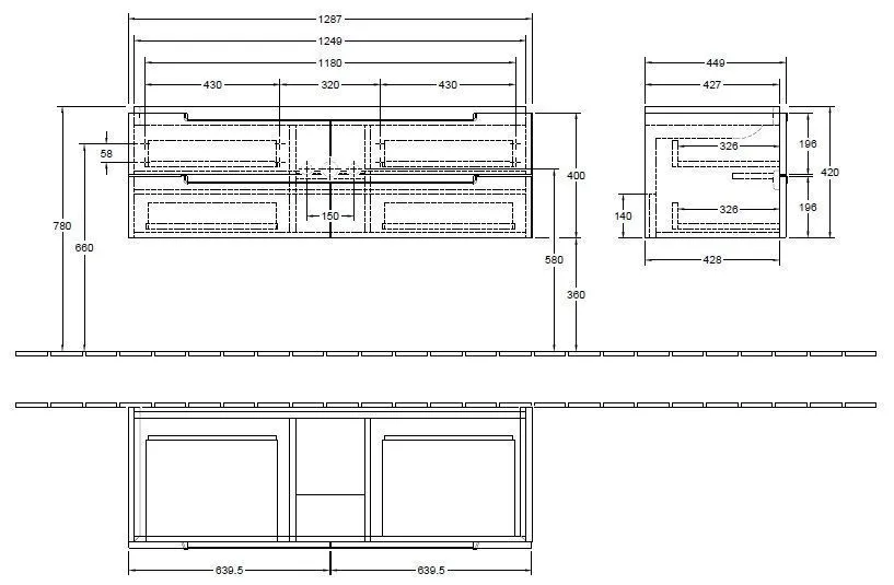 Тумба для умывальника Subway 2.0 Villeroy and Boch A69100FP