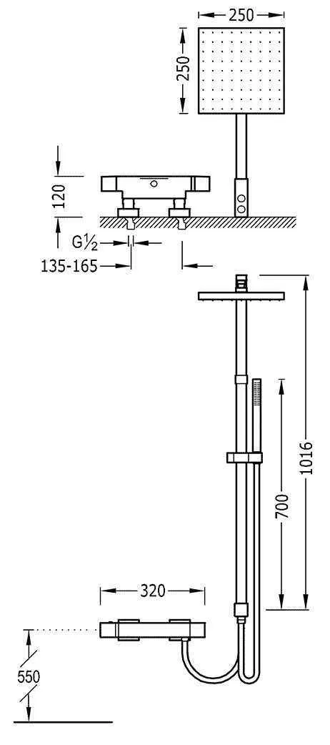Душевая система Tres Cuadro 00738502