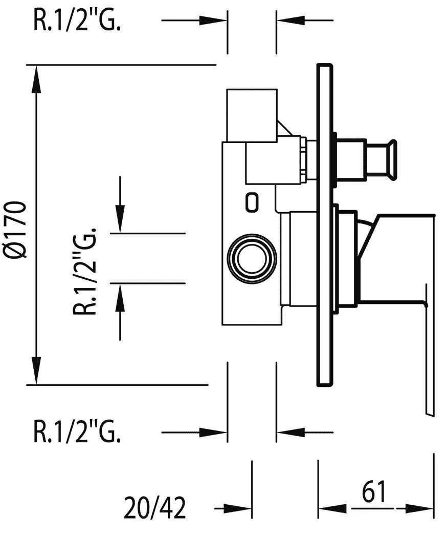 Змішувач для душа і ванни BM - Tres