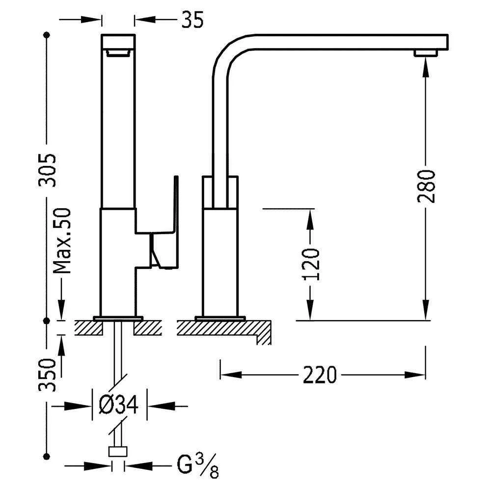 Змішувач на раковину Tres Cuadro 106604