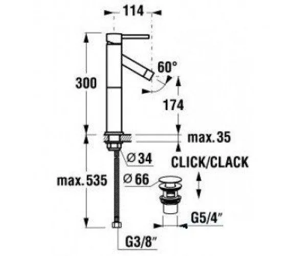Смеситель для умывальника Jika Mio H3117180040021
