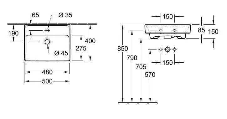Підвісний умивальник Villeroy and Boch Collaro 43345101