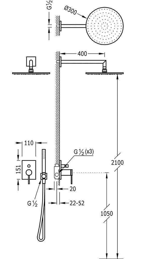 Душевая система Tres Mono-Term 6218003