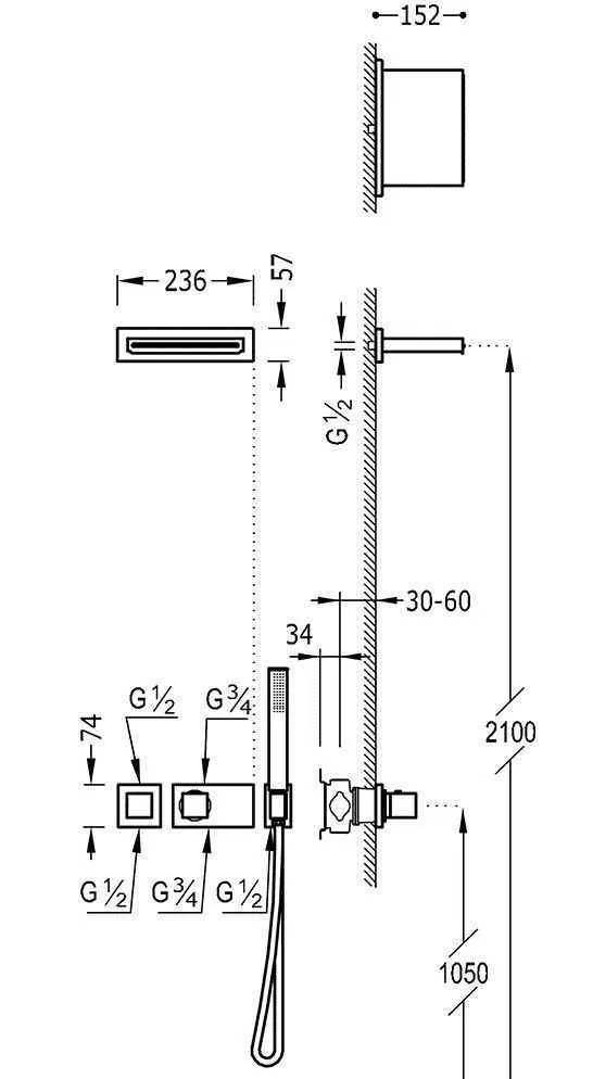 Душевая система Tres Block System 20725203