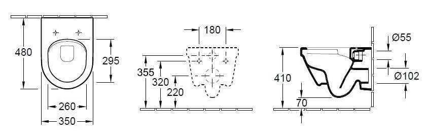Унітаз підвісний з кришкою Villeroy and Boch Architectura Compact (без зливного краю) 4687HRR1