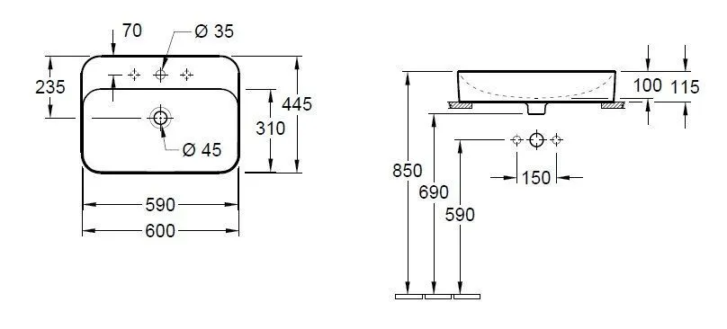 Умывальник на столешницу Finion Villeroy & Boch 414261R2