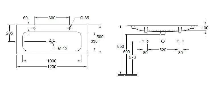 Умывальник подвесной Finion Villeroy & Boch 4164C1RW
