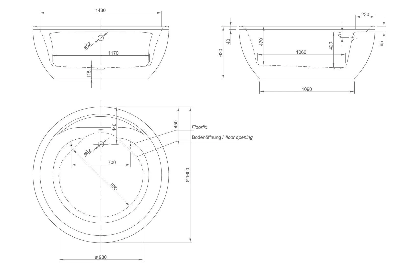 Отдельностоящая ванна Knief Club club 0100 -275 Белый глянцевый / Бордо красный глянцевый