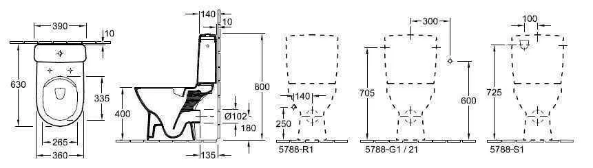 Унітаз підлоговий Villeroy and Boch O. Novo Compact (без зливного краю) 5689R0R1