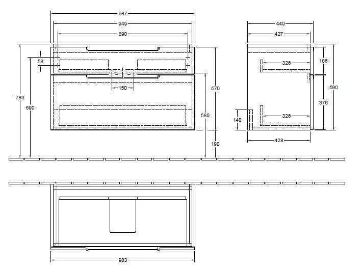 Тумба для умивальника Subway 2.0 Villeroy and Boch A91510FP