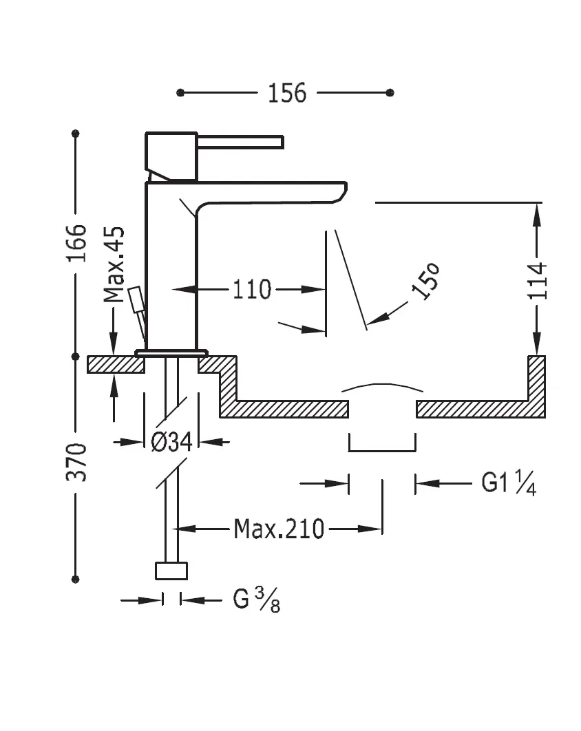Змішувач для умивальника Hansgrohe Metris 06210303D