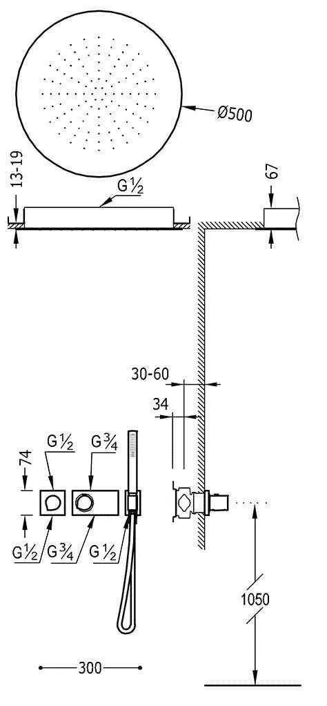 Душевая система Tres Block System 20735211