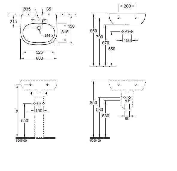 Підвісний умивальник Villeroy and Boch O. Novo 516061T1