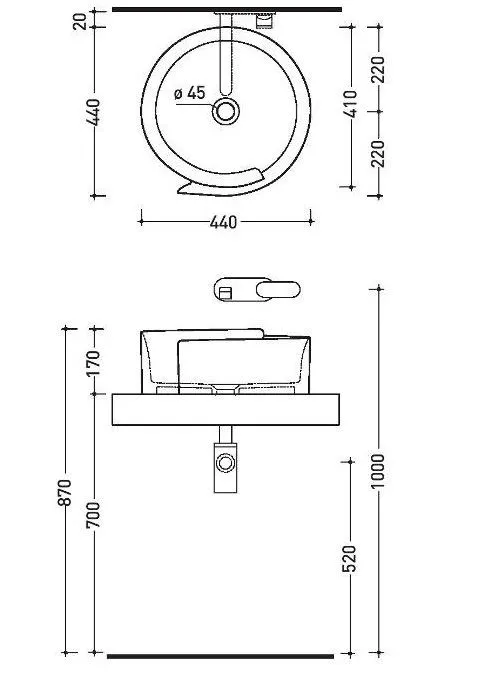 Умывальник Flaminia Roll RL44L