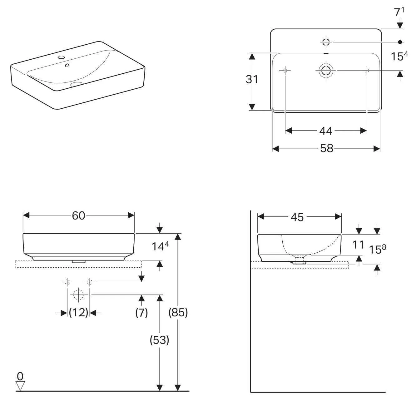 Умивальник Geberit Variform 500.780.01.2