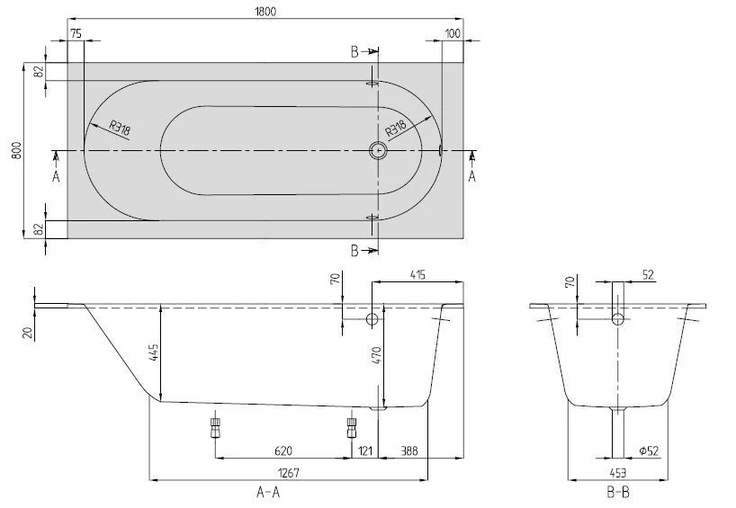 Ванна Villeroy&Boch Oberon UBQ180OBE2V-RW