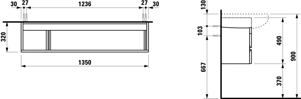 Тумба под умывальник Laufen ILBAGNOALESSI One H4243600976301