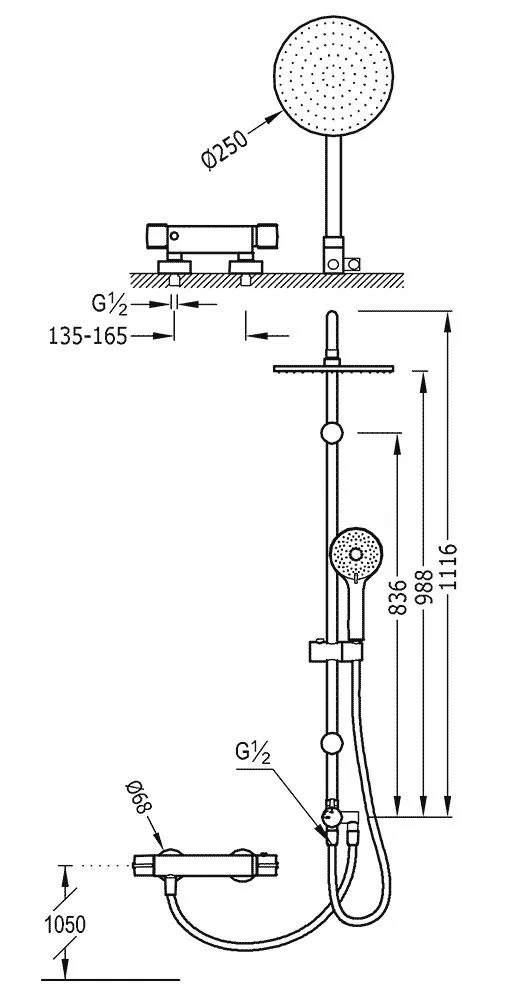 Душевая система с термастатом Tres